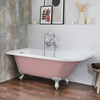 Baignoire îlot d’angle gauche - Rétro – 168, 5 x 75 cm – Rose - Pieds blancs - Legend - Hudson Reed