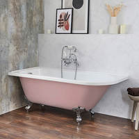 Baignoire îlot d’angle gauche - Rétro – 168, 5 x 75 cm – Rose - Pieds chromés - Legend - Hudson Reed