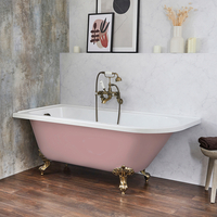 Baignoire îlot d’angle gauche - Rétro – 168, 5 x 75 cm – Rose - Pieds or brossé - Legend - Hudson Reed