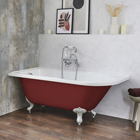 Baignoire îlot d’angle gauche - Rétro – 168, 5 x 75 cm – Rouge - Pieds blancs - Legend - Hudson Reed