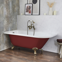 Baignoire îlot d’angle gauche - Rétro – 168, 5 x 75 cm – Rouge - Pieds or brossé - Legend - Hudson Reed