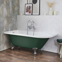 Baignoire îlot d’angle gauche - Rétro – 168, 5 x 75 cm – Vert - Pieds chromés - Legend - Hudson Reed