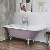 Baignoire îlot d’angle gauche - Rétro – 168, 5 x 75 cm – Violet - Pieds blancs - Legend - Hudson Reed