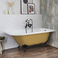 Baignoire îlot d’angle rétro – 168, 5 cm x 75 cm – Jaune (Honey Yellow) - Pieds noirs - Angle droit - Legend