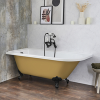 Baignoire îlot d’angle rétro – 168, 5 cm x 75 cm – Jaune (Honey Yellow) - Pieds noirs - Angle gauche - Legend