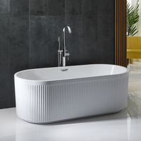 Baignoire îlot double dos - Bords cannelés - 170 x 80 cm - Hudson Reed