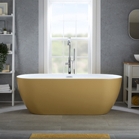 Baignoire îlot moderne - Double dos – 150 x 75 cm - Jaune - Trop-plein chromé - Otterton - Hudson Reed