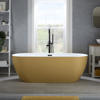 Baignoire îlot moderne - Double dos – 150 x 75 cm - Jaune - Trop-plein noir - Otterton - Hudson Reed