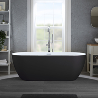 Baignoire îlot moderne - Double dos – 150 x 75 cm - Noir - Trop-plein chromé - Otterton - Hudson Reed