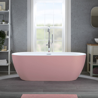 Baignoire îlot moderne - Double dos – 150 x 75 cm - Rose - Trop-plein chromé - Otterton - Hudson Reed