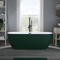 Baignoire îlot moderne - Double dos – 150 x 75 cm - Vert - Trop-plein noir - Otterton - Hudson Reed
