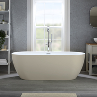 Baignoire îlot moderne - Double dos – 160 x 75 cm - Beige - Trop-plein chromé - Otterton - Hudson Reed