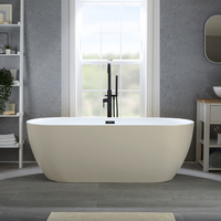 Baignoire îlot moderne - Double dos – 160 x 75 cm - Beige - Trop-plein noir - Otterton - Hudson Reed