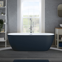 Baignoire îlot moderne - Double dos – 170 x 75 cm - Bleu - Trop-plein chromé - Otterton - Hudson Reed