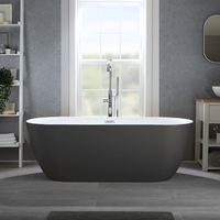 Baignoire îlot moderne - Double dos – 170 x 75 cm - Gris - Trop-plein chromé - Otterton - Hudson Reed