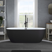 Baignoire îlot moderne - Double dos – 170 x 75 cm - Noir - Trop-plein noir - Otterton - Hudson Reed
