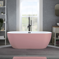 Baignoire îlot moderne - Double dos – 170 x 75 cm - Rose - Trop-plein noir - Otterton - Hudson Reed