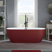Baignoire îlot moderne - Double dos – 170 x 75 cm - Rouge - Trop-plein noir - Otterton - Hudson Reed
