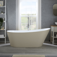 Baignoire îlot moderne – 150 x 75 cm - Beige - Trop-plein chromé - Otterton - Hudson Reed