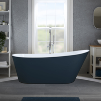 Baignoire îlot moderne – 150 x 75 cm - Bleu - Trop-plein chromé - Otterton - Hudson Reed
