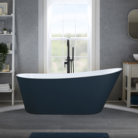 Baignoire îlot moderne – 150 x 75 cm - Bleu - Trop-plein noir - Otterton - Hudson Reed