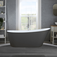 Baignoire îlot moderne – 160 x 75 cm - Gris - Trop-plein chromé - Otterton - Hudson Reed