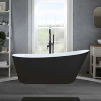 Baignoire îlot moderne – 170 x 75 cm - Noir - Trop-plein noir - Otterton - Hudson Reed