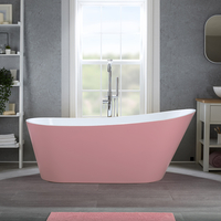 Baignoire îlot moderne – 170 x 75 cm - Rose - Trop-plein chromé - Otterton - Hudson Reed