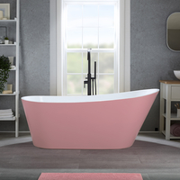 Baignoire îlot moderne – 170 x 75 cm - Rose - Trop-plein noir - Otterton - Hudson Reed