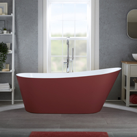 Baignoire îlot moderne – 170 x 75 cm - Rouge - Trop-plein chromé - Otterton - Hudson Reed