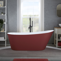Baignoire îlot moderne – 170 x 75 cm - Rouge - Trop-plein noir - Otterton - Hudson Reed