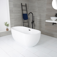 Baignoire îlot moderne ovale – Blanc – 155, 5 cm x 74, 5 cm – Choix de finition du trop-plein – Otterton