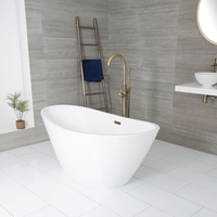 Baignoire îlot moderne ovale – Blanc – 157 cm x 78, 5 cm – Choix de finition du trop-plein – Ashbury