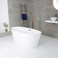 Baignoire îlot moderne ovale – Blanc – 159, 5 cm x 74 cm – Trop-plein bronze huilé – Ashbury