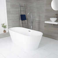 Baignoire îlot moderne ovale – Blanc – 169, 5 cm x 75 cm – Choix de finition du trop-plein – Covelly