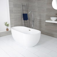 Baignoire îlot moderne ovale – Blanc – 180 cm x 75 cm – Trop-plein nickel brossé – Otterton