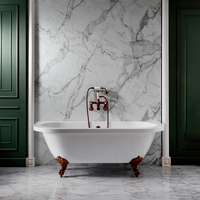 Baignoire îlot murale rétro - 168, 5 x 78 cm – Pieds cuivre satiné ancien – Legend par Hudson Reed