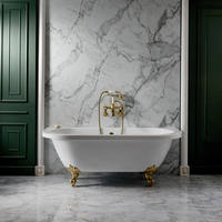 Baignoire îlot murale rétro - 168, 5 x 78 cm – Pieds or satiné ancien – Richmond par Hudson Reed