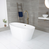 Baignoire îlot ovale – Moderne - Blanc – 159, 5 x 74 cm – Trop-plein or brossé – Ashbury - Hudson Reed