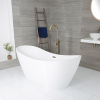 Baignoire îlot ovale – Moderne - Blanc – 183 x 71 cm – Trop-plein or brossé – Otterton - Hudson Reed