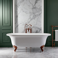 Baignoire îlot rétro - Blanc - 78 x 173 cm – Pieds cuivre satiné patte d