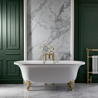 Baignoire îlot rétro - Blanc - 78 x 173 cm – Pieds or satiné patte d