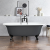 Baignoire îlot rétro - Bord roulé – 173 x 78 cm – Gris - Pieds noirs - Richmond - Hudson Reed