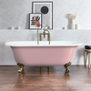 Baignoire îlot rétro - Bord roulé – 173 x 78 cm – Rose - Pieds or brossé - Richmond - Hudson Reed