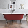 Baignoire îlot rétro - Bord roulé – 173 x 78 cm – Rouge - Pieds chromés - Richmond - Hudson Reed