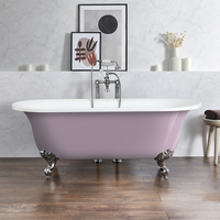 Baignoire îlot rétro - Bord roulé – 173 x 78 cm – Violet - Pieds chromés - Richmond - Hudson Reed