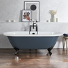 Baignoire îlot rétro - Bord roulé – 178 x 82, 5 cm – Bleu - Pieds noirs - Legend - Hudson Reed