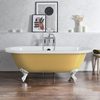 Baignoire îlot rétro - Bord roulé – 178 x 82, 5 cm – Jaune - Pieds blancs - Legend - Hudson Reed