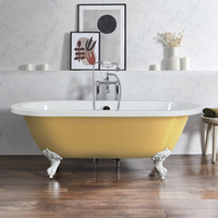 Baignoire îlot rétro - Bord roulé – 178 x 82, 5 cm – Jaune - Pieds blancs - Legend - Hudson Reed