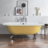 Baignoire îlot rétro - Bord roulé – 178 x 82, 5 cm – Jaune - Pieds chromés - Legend - Hudson Reed